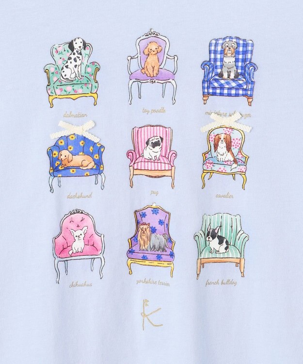 組曲 KIDS 【80-100㎝】アラカルトドッグ Tシャツ サックスブルー