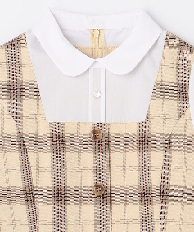 ANY KIDS 【any FAM JUNIOR】ジャケット付きワンピース ベージュ×ベージュチェック