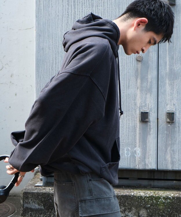 WEGO アシッドウォッシュバルーンパーカー ブラックその他