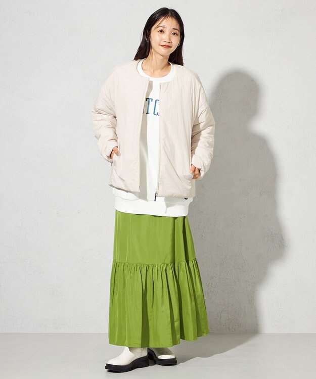 SHARE PARK LADIES 【ウォータープルーフ】　マキシティアードスカート ピスタチオ