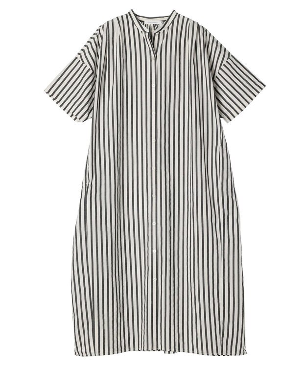 AMERICAN HOLIC イージーケア＋接触冷感丈違い強撚ワッシャーワンピース Stripe Black