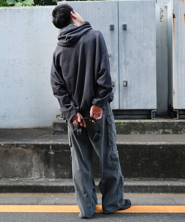 WEGO アシッドウォッシュバルーンパーカー ブラックその他