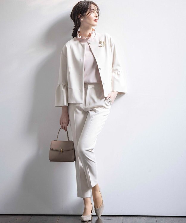 組曲 【KUMIKYOKU NAVY】コンフォータブルドレープフリル テーパードパンツ サンドベージュ系