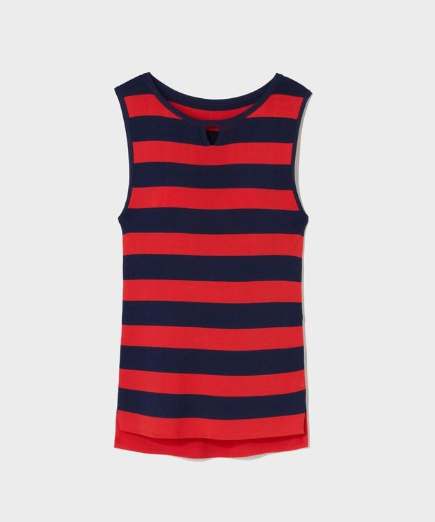 GRACE CONTINENTAL ラインニットノースリーブ レッド