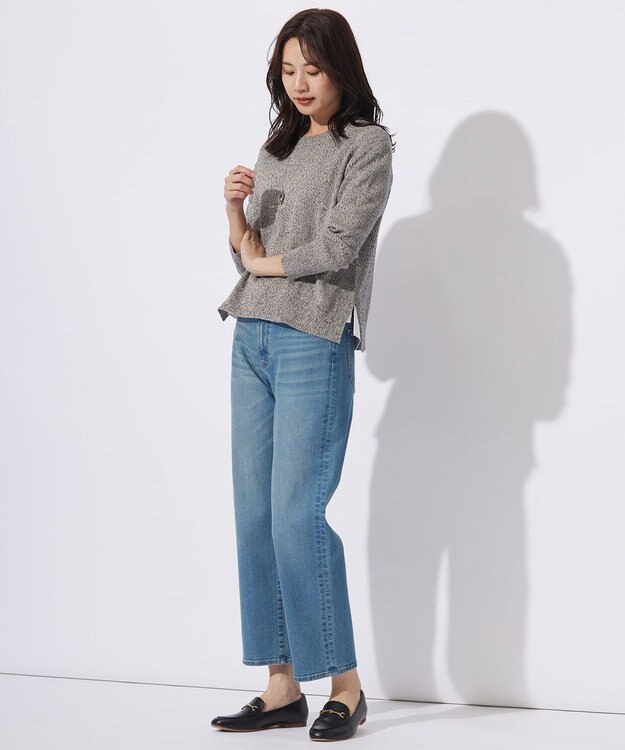 J.PRESS LADIES S 【洗える】BASIC STRETCH DENIM ボーイフィット パンツ ダルブルー系