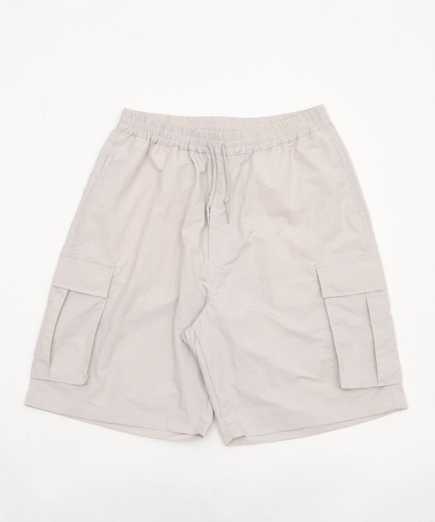 WEGO 【撥水/速乾/ウエストゴム/ユニセックス着用ITEM/MLサイズ展開】ナイロンイージーバギーカーゴショーツ ライトグレー