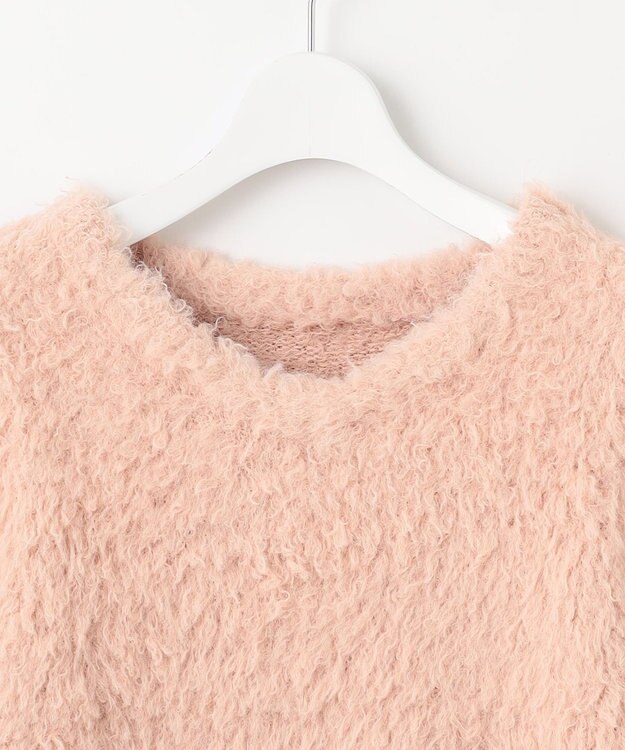 Feroux 【洗える】シャギーVネック ニット ピンク系