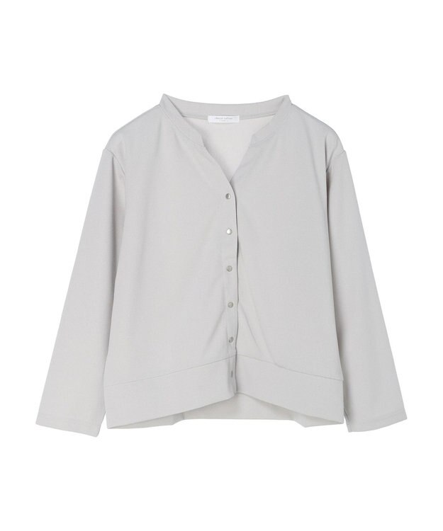 Green Parks カットジョーゼットドットボタンカーディガン Light Gray