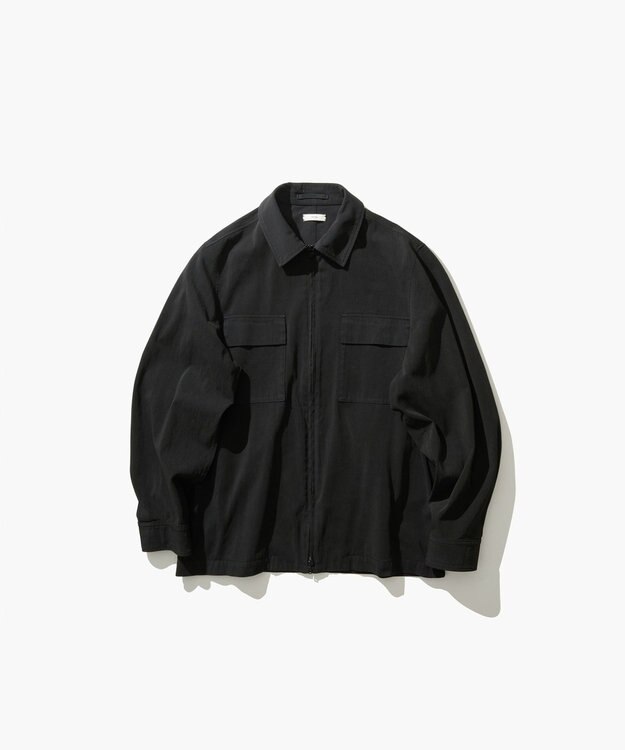 ATON COTTON VOILE SATIN | ジップアップジャケット - UNISEX BLACK