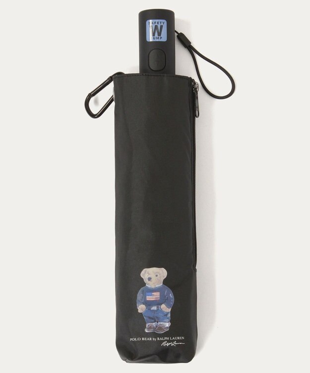 MOONBAT 【WEB限定/遮光率100%/遮熱/UV】POLO RALPH LAUREN（ポロ ラルフローレン）晴雨兼用日傘 ポロベア 無地 折りたたみ傘 自動開閉 ブラック