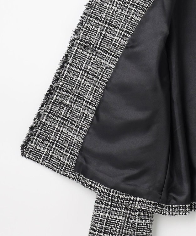 J.PRESS LADIES L Lightループチェック ツイード ジャケット ブラックミックス系