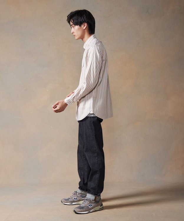 J.PRESS MEN オーガニックコットン ダブルチューブマルチストライプ シャツ イエロー系1