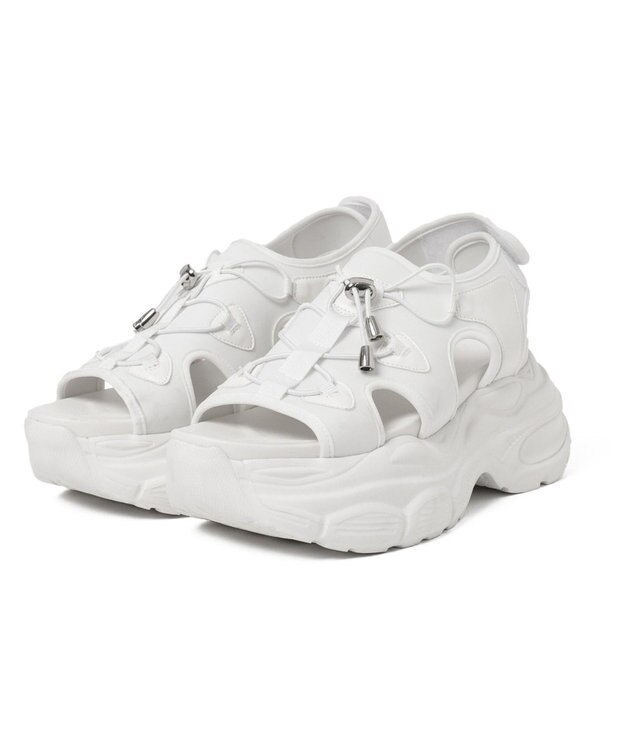 WEGO 【SMLXLサイズ展開】クリアライトソールレースアップサンダル ホワイト