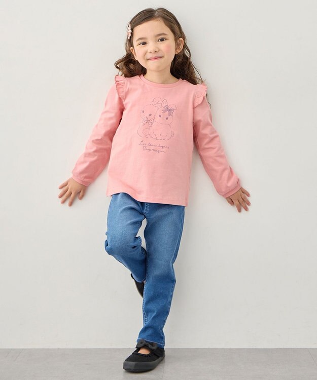 ANY KIDS 【WEB限定】7days プリント 長袖Tシャツ ピンク×ウサギ