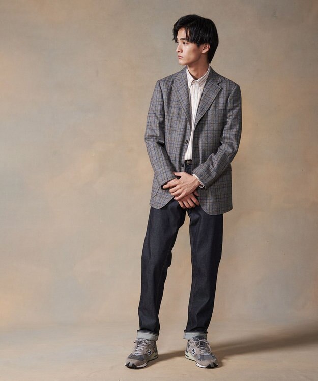 J.PRESS MEN オーガニックコットン ダブルチューブマルチストライプ シャツ イエロー系1