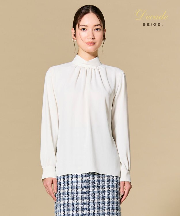 BEIGE， EVA / ハイネックロングスリーブブラウス White