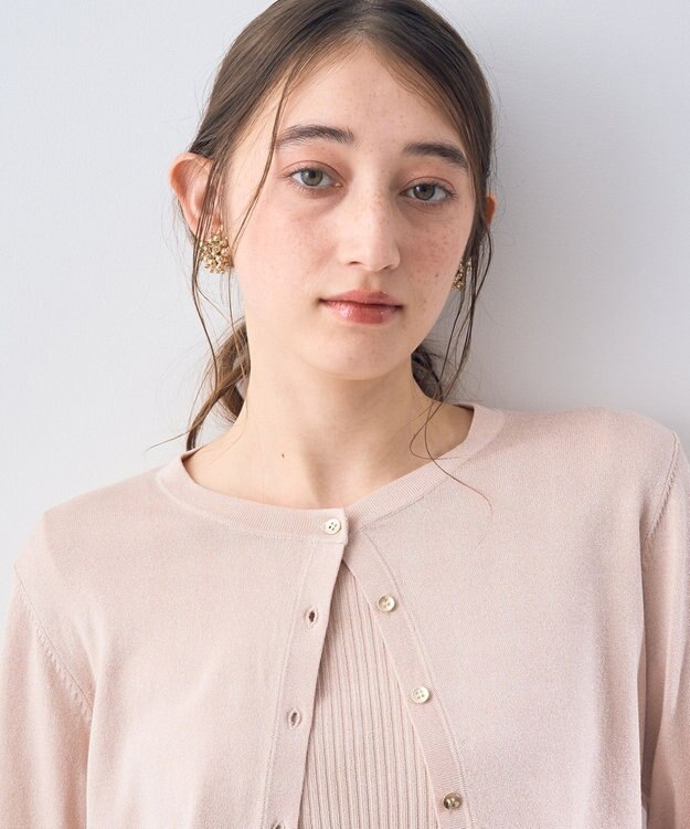 YECCA VECCA ラメ混クルーネックカーディガン Pink