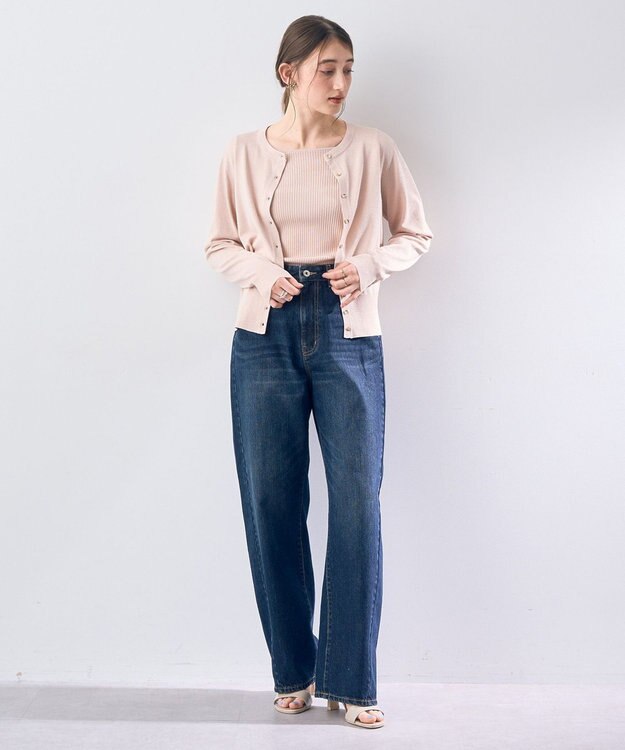 YECCA VECCA ラメ混クルーネックカーディガン Pink