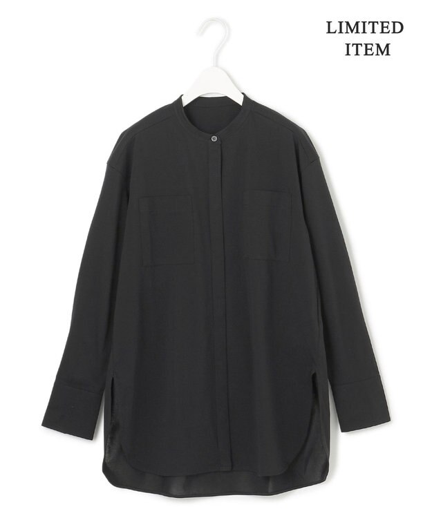 ICB 【WEB限定・洗える】ライクアウーブン バンドカラーカットソー ブラック系