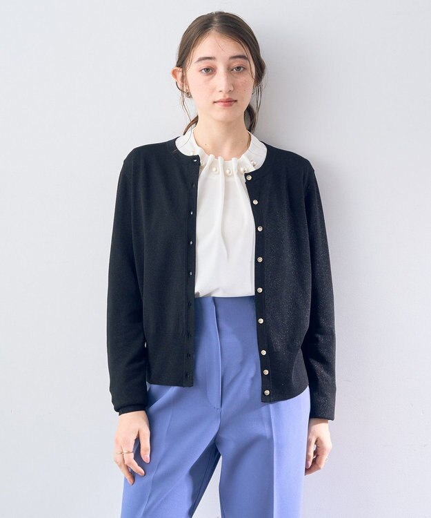 YECCA VECCA ラメ混クルーネックカーディガン Pink