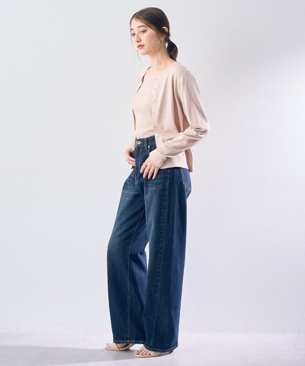 YECCA VECCA ラメ混クルーネックカーディガン Pink