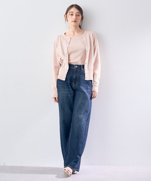 YECCA VECCA ラメ混クルーネックカーディガン Pink