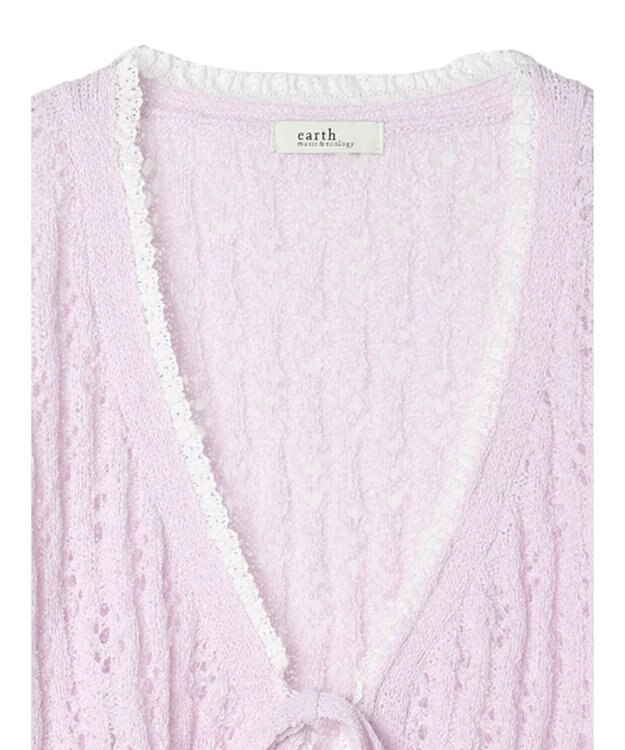 earth music&ecology テープヤーンリボンカーディガン Light Purple
