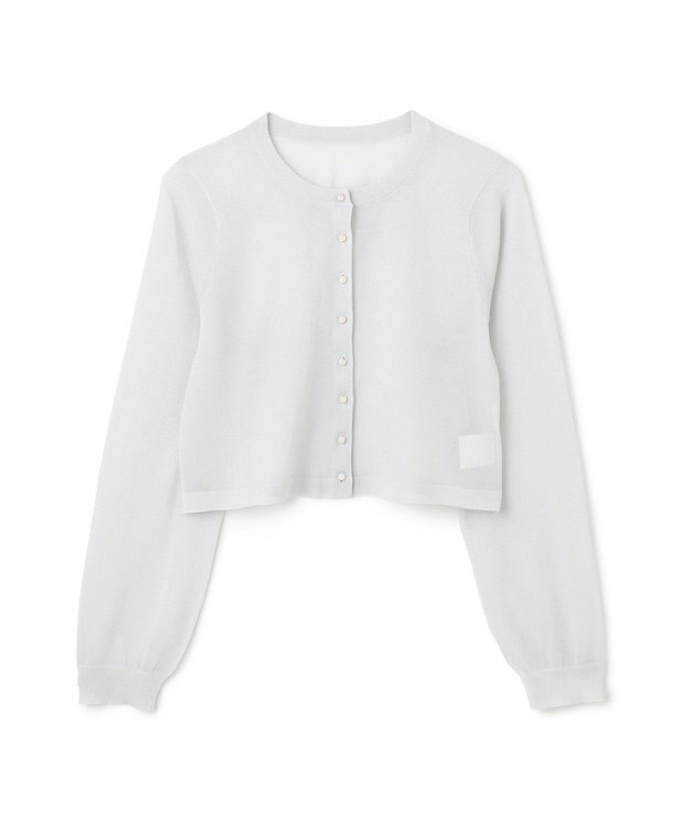 GRACE CONTINENTAL ラメシアーショートニットカーディガン シルバー