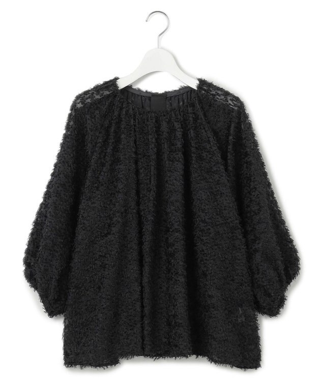 23区 【洗える】へアリ―カットジャカード ブラウス ブラック系