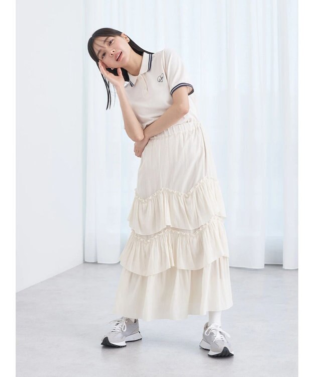 earth music&ecology ハートロゴ刺繍ポロ Blue