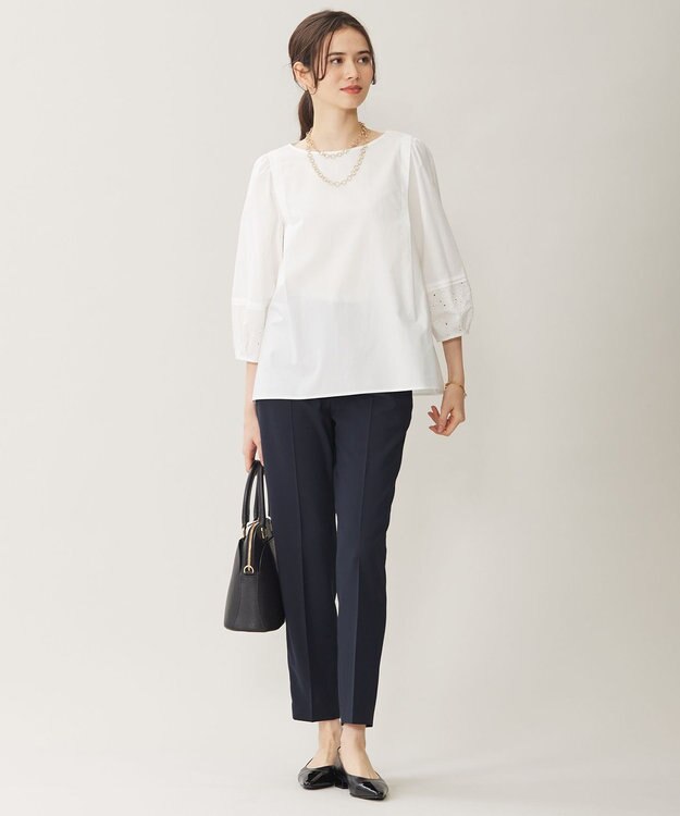 自由区 L 【セットアップ対応・UVカット・接触冷感・洗える】ライトストレッチテーパード パンツ ネイビー