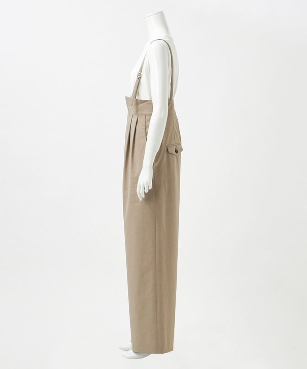 23区 L 【GOLD LABEL】クリスピーリネンストレッチ サスペンダーパンツ ブラウン系