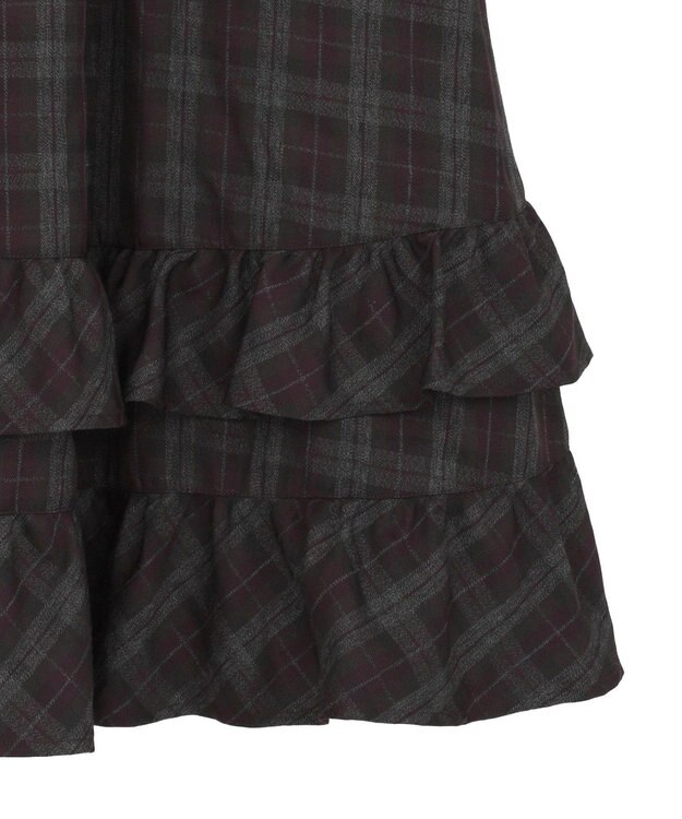 Green Parks ■ＥＳＣＡＲ　チェックペプラムフレアスカート Purple