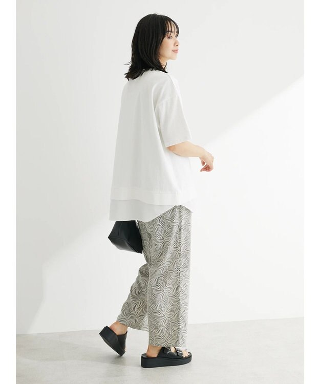 Green Parks 異素材切替ドッキングチュニック Off White