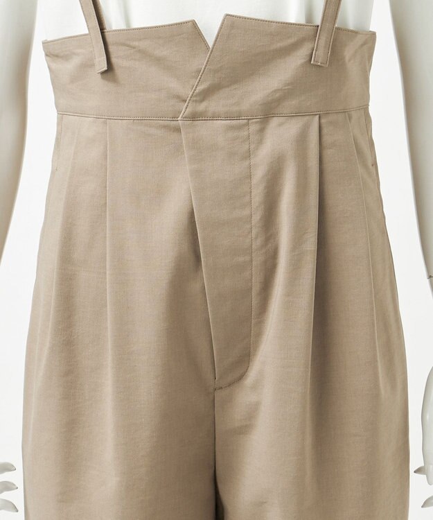 23区 L 【GOLD LABEL】クリスピーリネンストレッチ サスペンダーパンツ ブラウン系