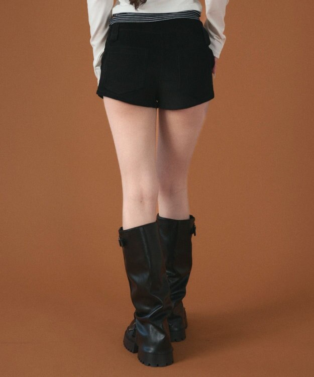 WEGO コーデュロイマイクロショートパンツ ブラック