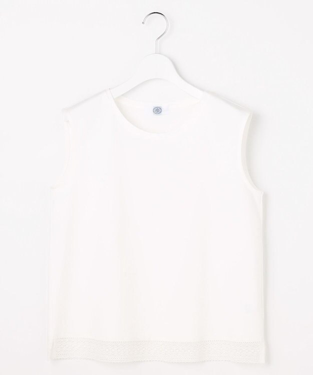 J.PRESS LADIES コットンスムース ノースリーブ カットソー ホワイト系