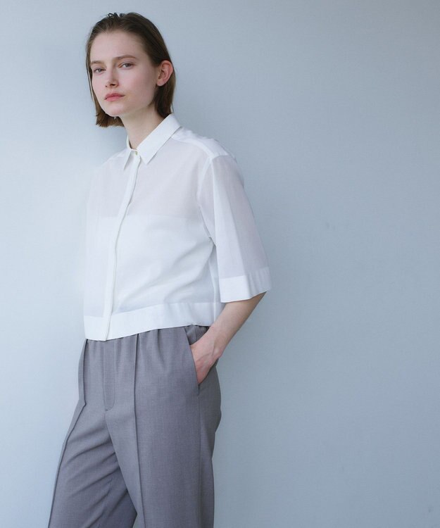 BEIGE， BAC / コットンシアー ショートレングスシャツ Off