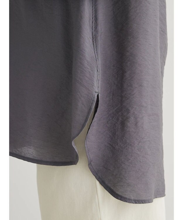 Green Parks レギュラーカラーシアーシャツ Charcoal Gray