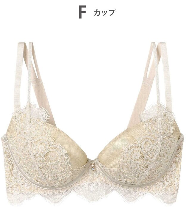 AMPHI ブラジャー 谷間メイク カップ上辺が浮きにくい Gカップまで対応 大きいサイズ 【Glama-Rich グラマリッチ ボリュームUPタイプ】 ブラ BYJ302 アンフィ／ワコール ベージュ