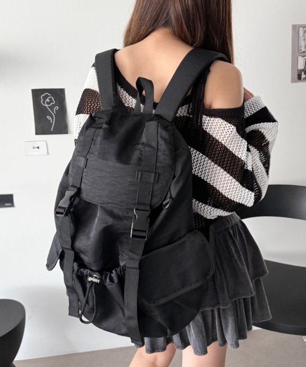 WEGO 【ユニセックス着用ITEM】3ポケットフラップリュック ブラック