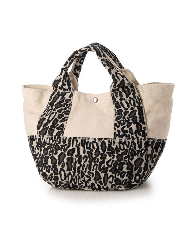 UNBILLION cachecache 製品洗いキャンバス×ナイロントートL レオパードアイボリー