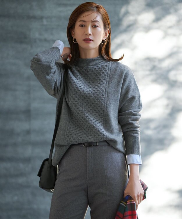 23区 【洗える】ウールカシミヤブレンド チュニック ニット ライトグレー系