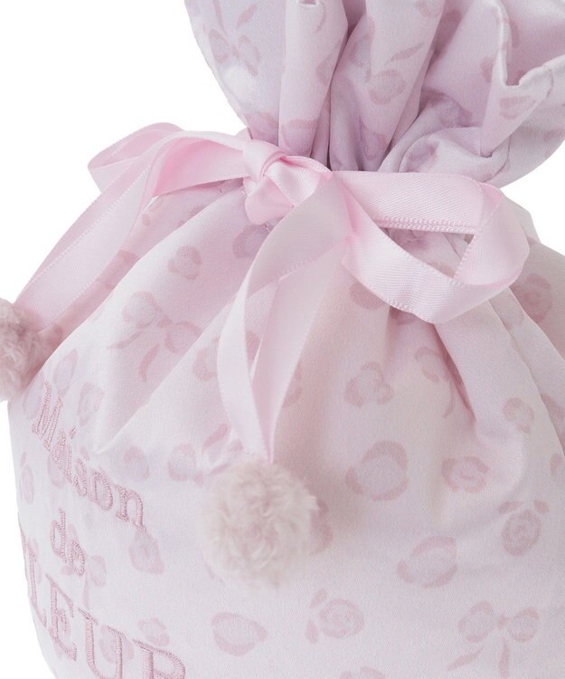 Maison de FLEUR リボンレオパード巾着ポーチ Light Pink