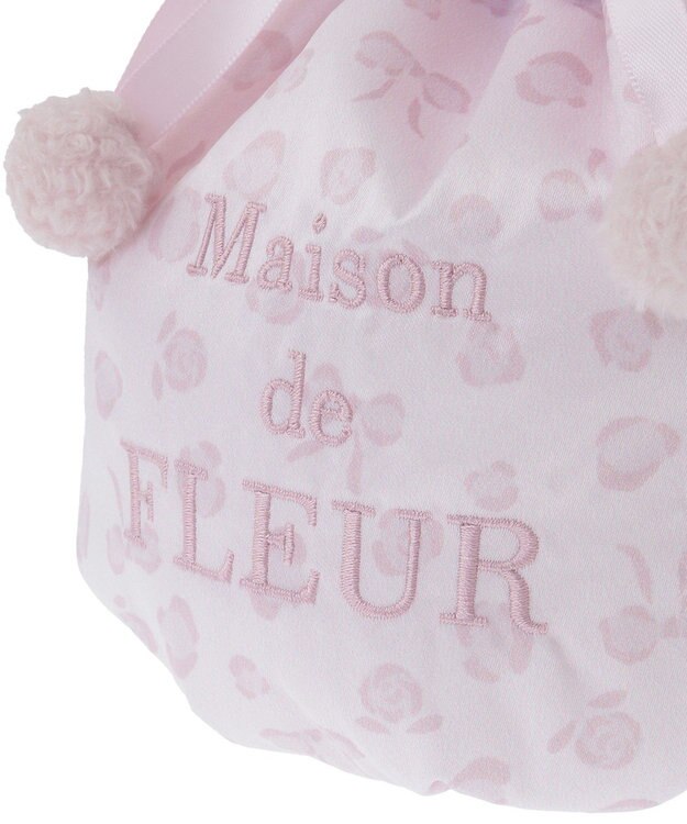 Maison de FLEUR リボンレオパード巾着ポーチ Light Pink