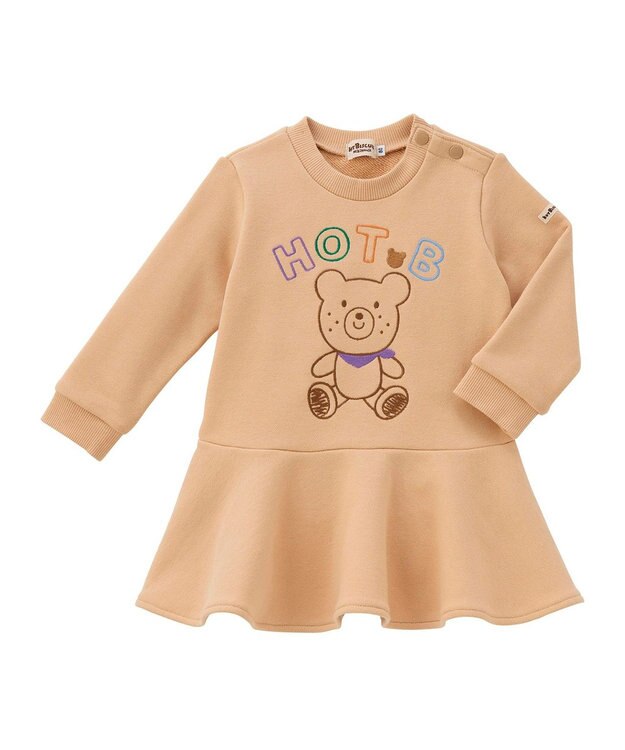 MIKI HOUSE HOT BISCUITS 【80-110cm】【NEW Color Series】裏毛パイル素材 フレアワンピース ベージュ