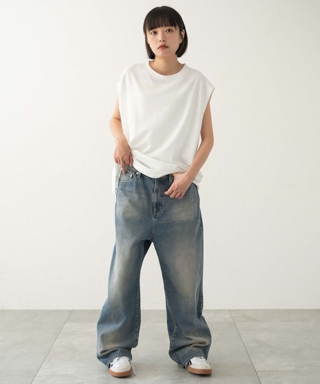 WEGO 【ユニセックス着用ITEM/MLサイズ展開/綿100%】スリーブレスコットンT ホワイト