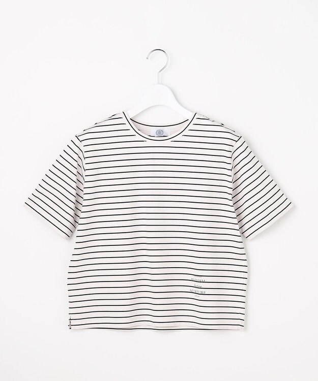 J.PRESS LADIES ロゴ Tシャツ オフ×ブラックボーダー系