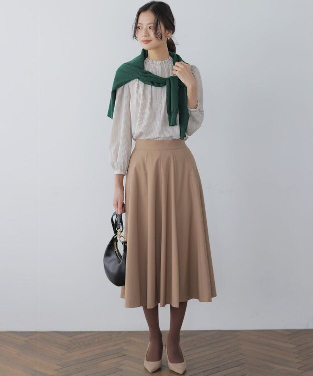 組曲 【ご好評につき追加予約 / 加藤ローサさん着用】ハンサムツイルフレア スカート ベージュ系
