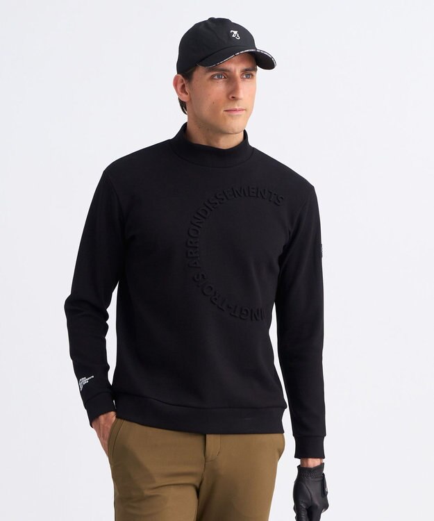 23区GOLF 【MEN】エンボスロゴダンボールモックネック ブラック系